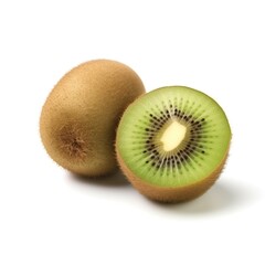 Obraz premium Two halves of ripe kiwi fruit isolated on white background