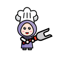 illustration of a chef holding a fork