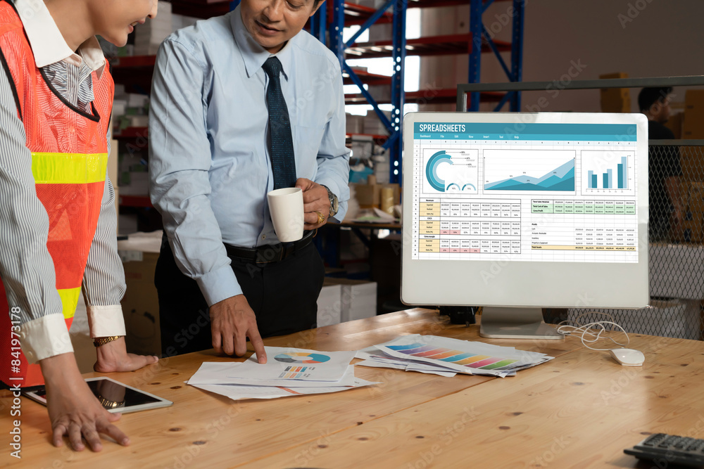 Poster spreadsheet document information financial startup concept. data and graphs in spreadsheet documents