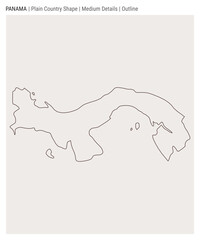 Panama plain country map. Medium details. Outline style. Shape of Panama. Vector illustration.