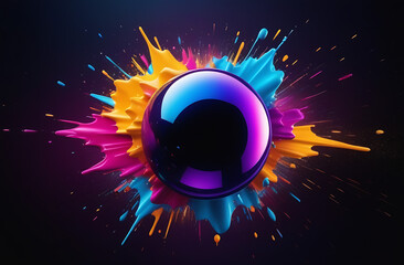 Abstraction - light explosion on a dark background - Pop art