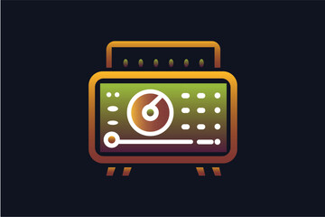 retro radio icon with grain texture