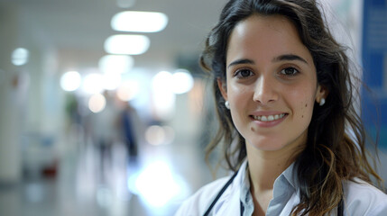Obraz premium Medical Professional, Female Doctor in Modern Hospital
