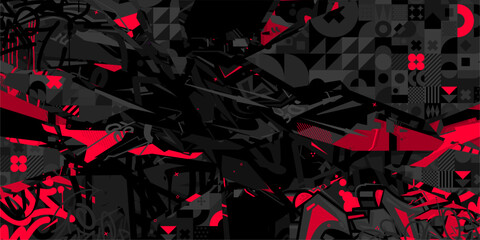 Dark Trendy Abstract Urban Street Art Graffiti Style Vector Collage Illustration Background Template