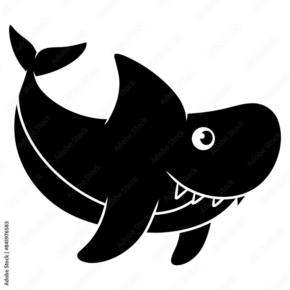 Sticker illustration of cartoon shark fish