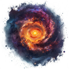 Fototapeta premium Stunning artistic depiction of a galaxy with vibrant colors, swirling celestial formations, and a glowing core, embodying cosmic beauty.