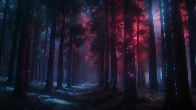 A forest filled with glowing trees made of data each representing a different zettabyte of information.