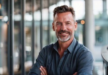 Obraz premium A portrait of a middle-aged man in an office 