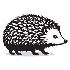 Hedgehog silhouettes and icons. black flat color simple elegant white background Hedgehog animal vector and illustration.