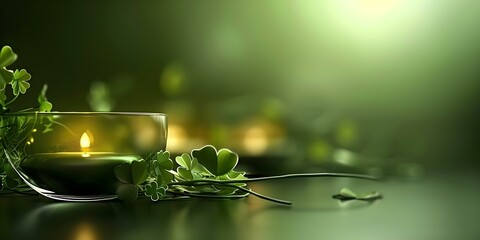 St Patricks Day wallpaper featuring green tones and festive celebrations. Concept St Patricks Day celebrations, festive wallpaper, green tones, Irish folklore, seasonal decorations,