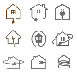 Creative Houses plug Cables Logo Collection Vector Symbol Icons Template Design Ilustration