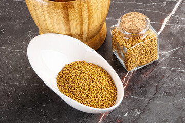 Mustard dry seeds in the bowl