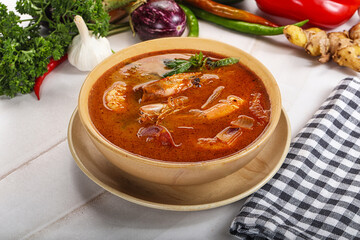 Thai Tom Yam soup with prawn