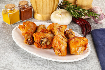 Raw marinated chicken drumstick for cooking