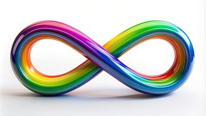 A vibrant rainbow colored infinity symbol, symbolizing the interconnectedness and acceptance of autism, ADHD, and neurodiversity, against a white background