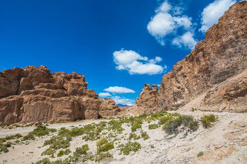 Fototapeta premium View of some rock formations at Italia Perdida (Lost Italy) in Eduardo Avaroa Andean Fauna National Reserve - Bolivia