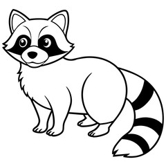 Raccoon vector silhouette on white background 