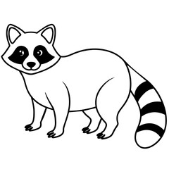 Raccoon vector silhouette on white background 