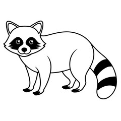 Raccoon vector silhouette on white background 