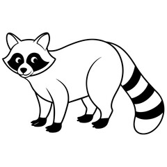 Raccoon vector silhouette on white background 
