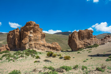 Fototapeta premium View of some rock formations at Italia Perdida (Lost Italy) in Eduardo Avaroa Andean Fauna National Reserve - Bolivia