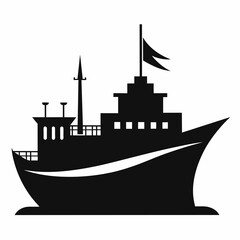 Ship vector silhouette on white background 