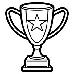 Trophy line art vector silhouette on white background