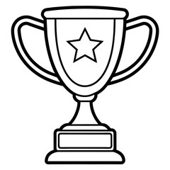 Trophy line art vector silhouette on white background