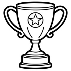 Trophy line art vector silhouette on white background