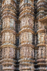 Khajuraho Temples known for erotic stone sculptures with intricate craftsmanship and fine details
