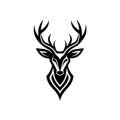 Minimalist deer font face view logo vector illustration on white background