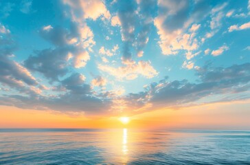 Obraz premium A serene sunrise over the calm sea 