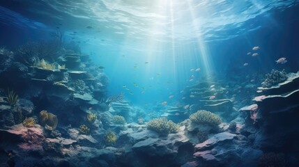 Naklejka premium coral reef and diver