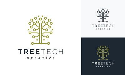 technology tree electric circuit digital logo vector inspiration icon