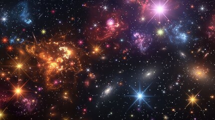 Obraz premium Different forms of starlight twinkle and shine in varied patterns amid a dim backdrop