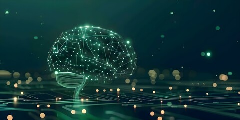 AI chip for humanlike memory and intelligence mimicking brain functions. Concept Artificial Intelligence, Neural Processing, Brain Functions, Memory Enhancement, Human Intelligence