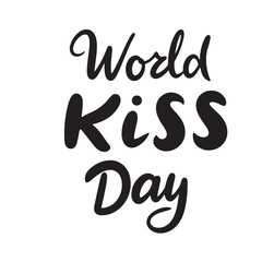 World Kiss Day text banner lettering black. Hand drawn vector art.