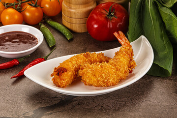 Crispy breaded golden fried prawns