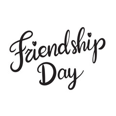 Friendship Day text banner lettering black. Hand drawn vector art.