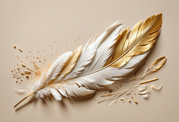 Iridescent feathers, wall mural, photo wallpaper, interior, collage, modular frame, white feather, leaf fall, feather fall, gentle, fluff