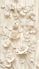 Beautiful flower 3d relief wallpaper. Mural wallpaper. Wall art. AI generated illustration.