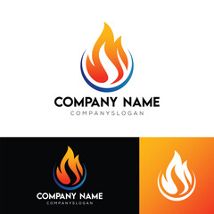 Vector Fire Drop Logo Design Illustration