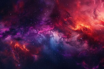 Fototapeta premium Generative Nebula Art: Colorful Wallpaper Featuring Red Space Background