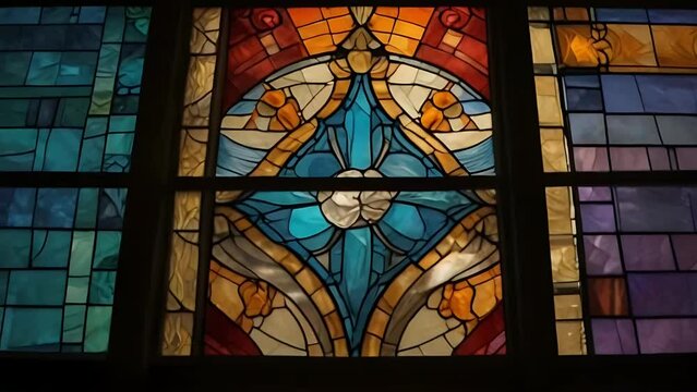 stained glass window 4k animation lofi
