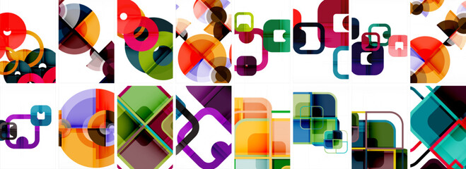 Trendy minimal colorful geometric shapes. Abstract background collection. Vector Illustration For Wallpaper, Banner, Background, Card, Book Illustration, landing page