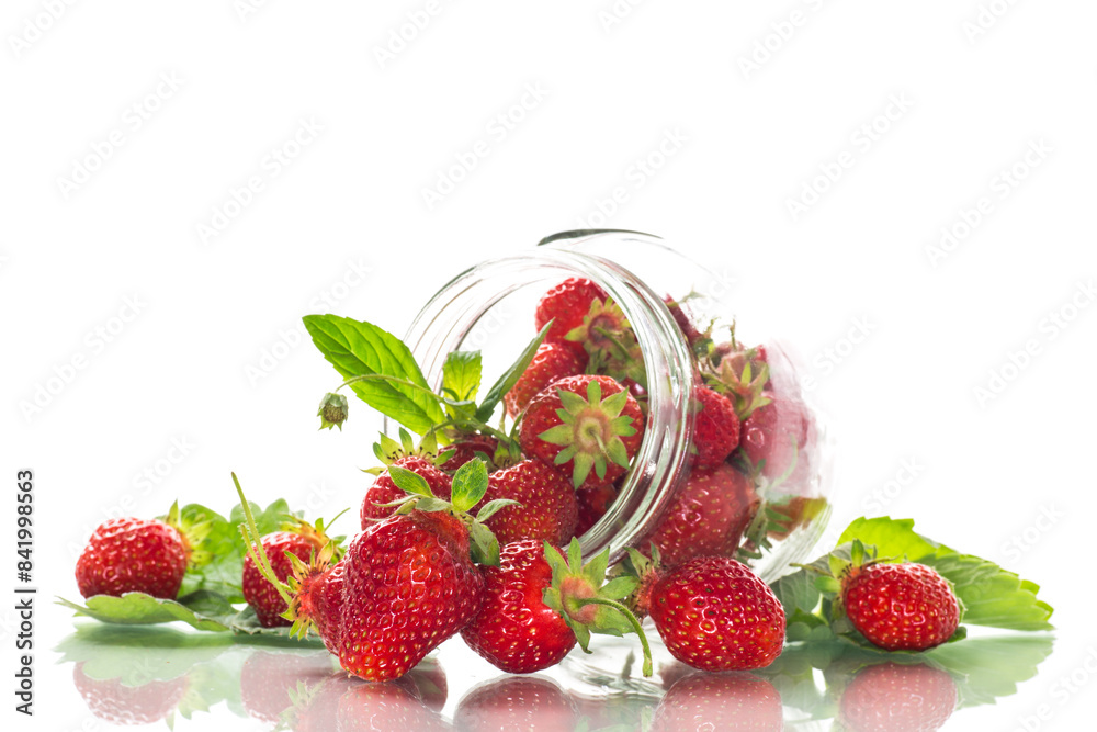 Wall mural fresh sweet red strawberries in a glass jar