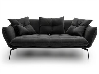 Modern textile sofa on isolated white background.