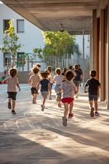 children running in the street