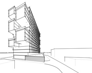 modern architecture project 3d illustration