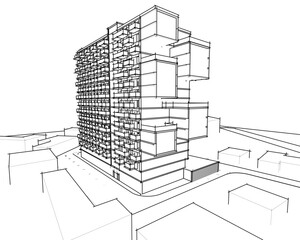 modern architecture project 3d illustration